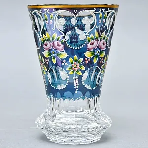 Редкая!!! Коллекционная Ваза - Карандашница, Цветочная Эмалевая роспись, Хрусталь Witti,  Германия 60-е гг.