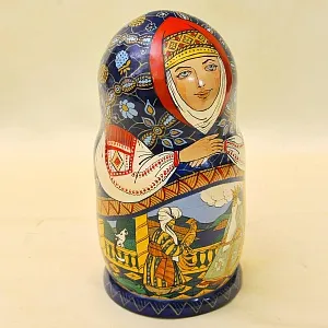 Русский Сувенир Матрёшка - Авторская роспись - «Сказка о Золотом Петушке», Дерево - Россия -1995 год. 