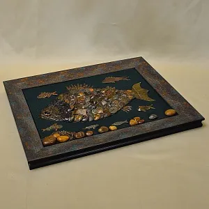 Настенное Коллекционное Панно - Картина «Рыбки», Россия конец XIX - начало ХХ века.