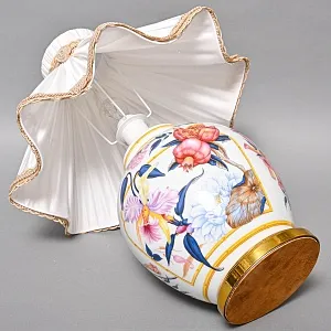 Настольная Электрическая Лампа - Светильник «Цветущий Гранат» Фарфор PORCELAIN DE PARIS, Франция.