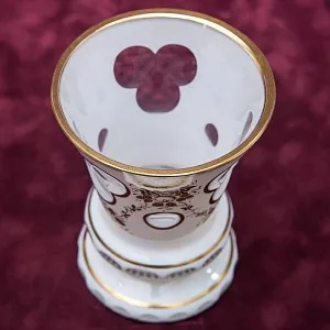 Винтажная Стеклянная Ваза - Кубок «Золотые Розы»  LAUSITZER GLASWERKE Германия - 50-70е гг.