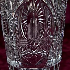 Хрустальная Ваза для цветов «Олимпиада - 80», Н -21 см., СССР - 1980 год.