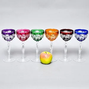 Бокалы для Вина из Цветного Хрусталя JOSEPHINENHUTTE Германия, 60 -е гг.