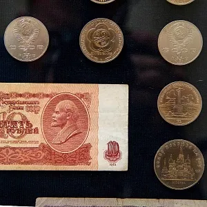 Настенное Коллекционное Панно - Картина «Советские монеты и Банкноты», СССР.