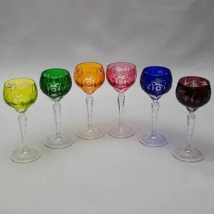 Набор 6-ть Водочных Рюмок «Виноград» Цветной Хрусталь, NACHTMANN Германия, 60-е гг.