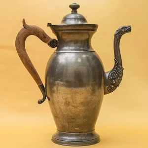 Антикварный Классический Большой Оловянный Кофейник на 3 литра. Бельгия,  ХIХ век.