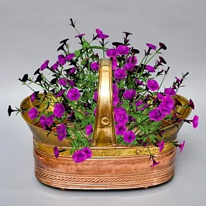 Медный -Латунный Зольник - Кашпо «Цветочная Корзинка». Англия первая половина ХХ века!