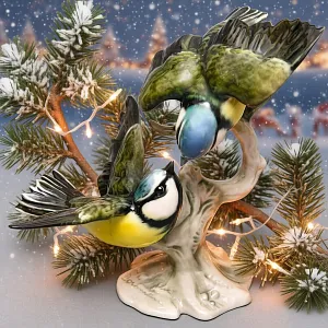 Коллекционная Фарфоровая статуэтка «Птицы. Две синицы на ветке», Kaiser Германия.