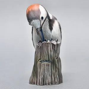 Коллекционная Фарфоровая статуэтка «Птица. Дятел на ветке», Dahl-Jensen Дания, середина ХХ века. 