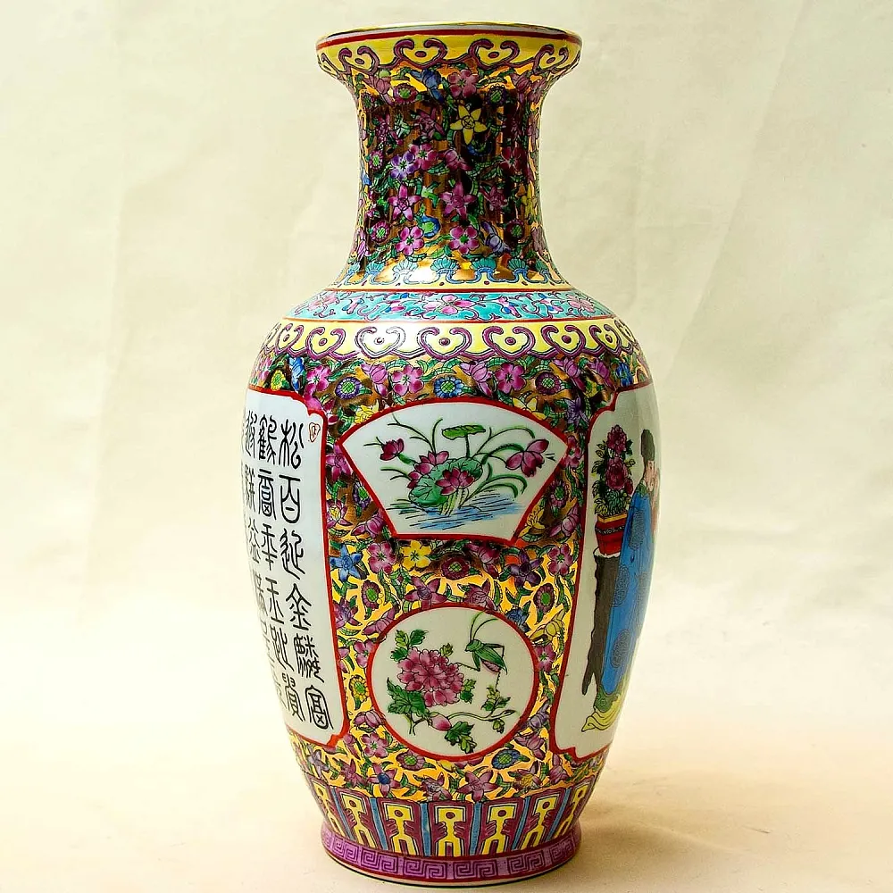 Винтажная Фарфоровая Ваза «КИТАЙСКИЕ МУДРЕЦЫ», Н -36см, Старый Китай -70-е годы ХХ века.