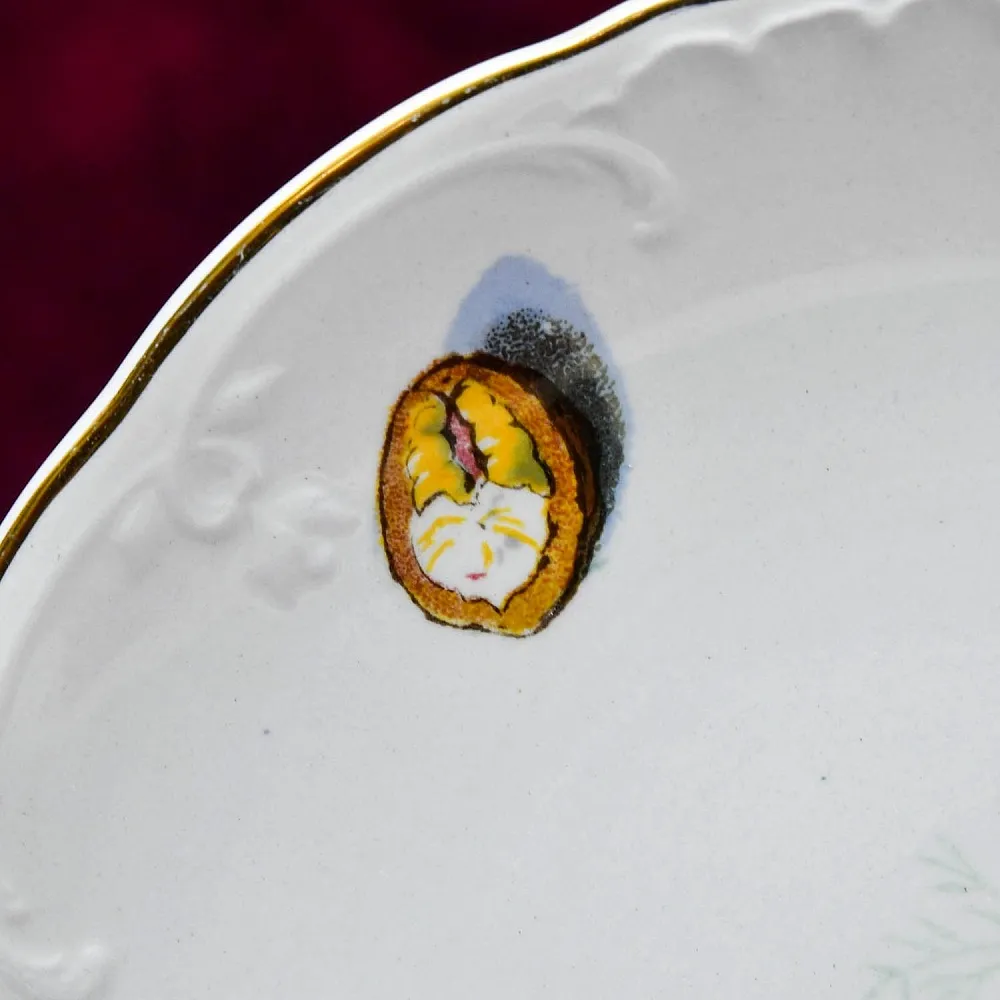 Антикварная Фарфоровая тарелка «Персики и ежевика», Villeroy&Boch Германия, 1874 - 1909 годы.