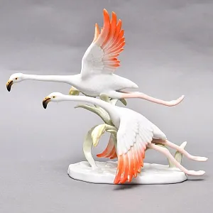 Редкая! Коллекционная статуэтка «Птицы. Два Фламинго в полете», Фарфор ROSENTHAL Германия, 1974 - 1982 годы. 