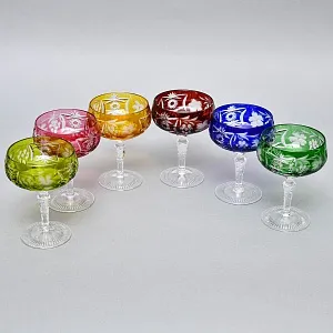 Набор 6-ть «Креманок» из Цветного Хрусталя серия «Виноград», NACHTMANN Германия, 60 -е годы.