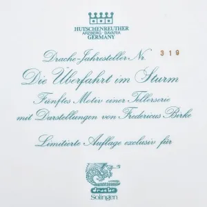 Коллекционное Блюдо - Тарелка «Мифы, сказания. Сквозь бурю» Фарфор Hutschenreuther Германия.