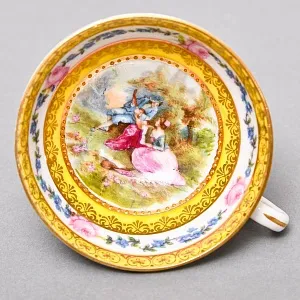 Антикварная Коллекционная Кофейная пара «Свидание», Германия - середина ХХ века.