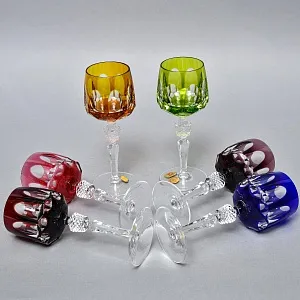 Бокалы для вина - 6 шт., Цветной Хрусталь серия «ANTIKA», NACHTMANN Германия, 70 -е годы. 