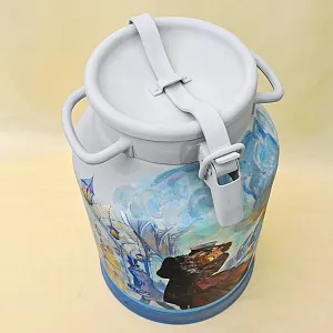 Авторская Картина на Винтажном Бидоне «Паровоз, Перрон и Любовь» - «Зонтичница» или Ёмкость - для хранения зонтов и тростей .