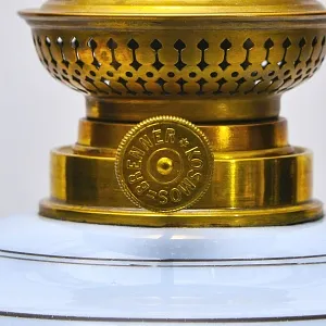 Антикварная Керосиновая Лампа «Kosmos - Brenner», Стекло / Роспись, Франция начало ХХ века.