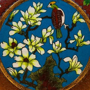 Большие Винтажные Парные Вазы «ПТИЦЫ В САДУ» в технике « Клуазоне» Китай первая половина ХХ века.