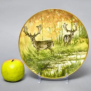 Коллекционная Фарфоровая Тарелка - Блюдо «Дикая Природа. Два оленя», KAISER Германия. 