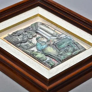 Объемная Картина - Панно в технике 3D декупаж «Ремесленник. Мастер - лудильщик», 70-е годы ХХ века.