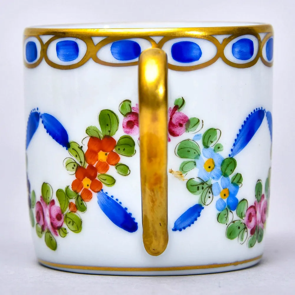 Коллекционная Кофейная Пара «Цветочная гирлянда», Фарфор Лимож / Limoges Франция.