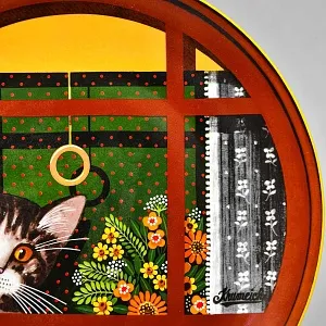 Коллекционная Фарфоровая тарелка «Кот Вальтер в окне», Anna Perenna Германия, 80-е годы. 