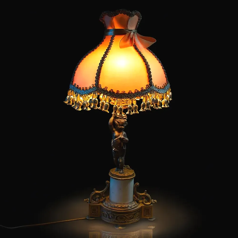 Винтажная Настольная Электрическая Лампа - Светильник «Путти - Ангелочек» Франция.