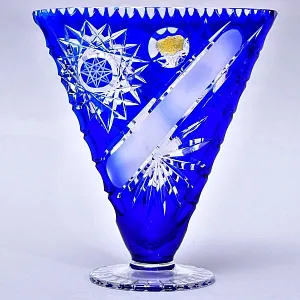 Редкость! Треугольная Ваза из Цветного Хрусталя JOSKA BODENMAIS Германия, конец 60-х гг.