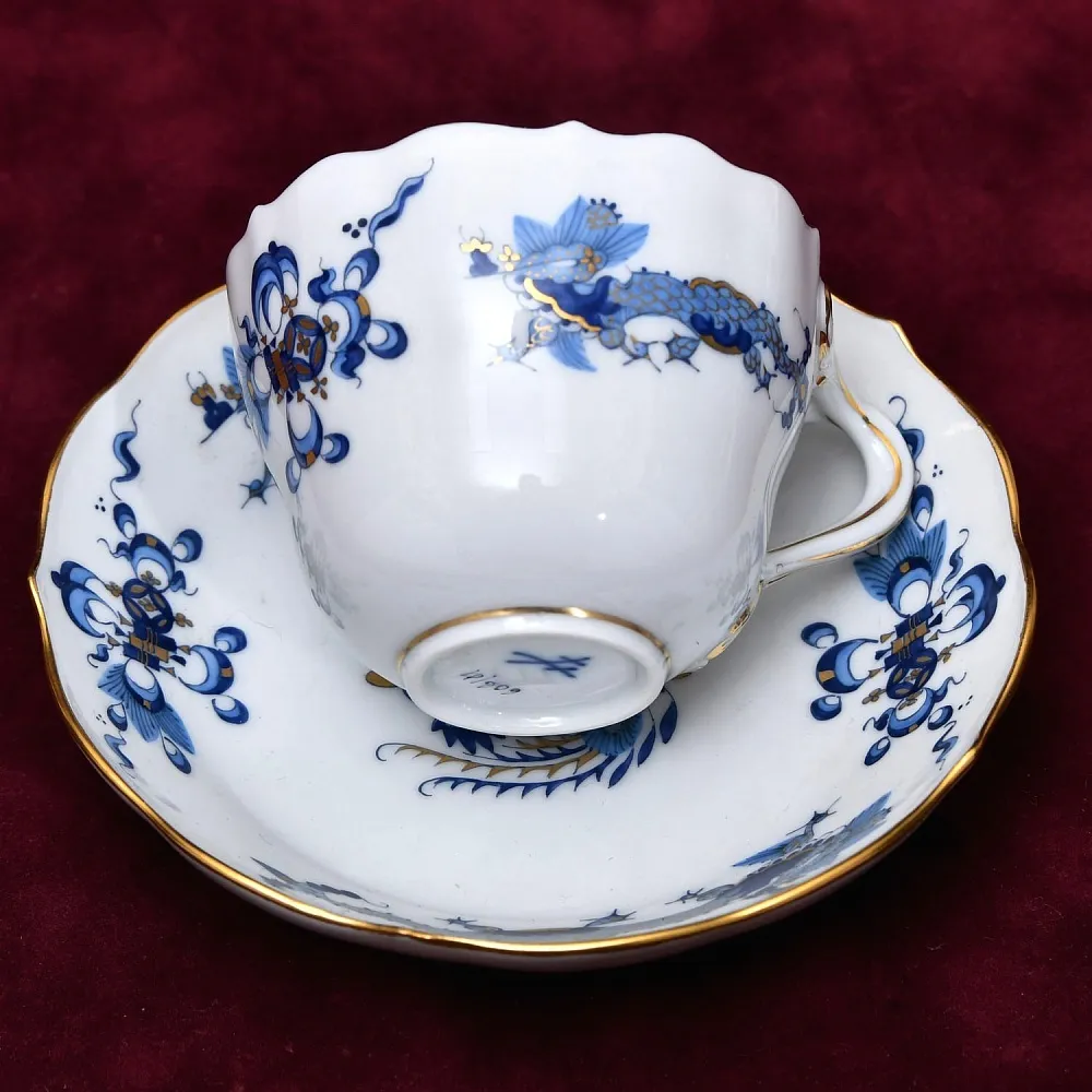 Классическая Фарфоровая Кофейная пара «Синий Дракон», MEISSEN Германия, первая половина ХХ века.