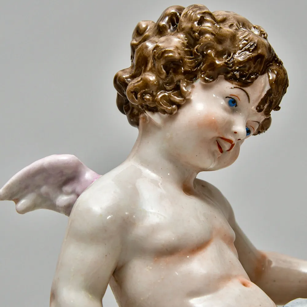 Редкость! Коллекционная Фарфоровая Статуэтка «ДВА ПУТТИ И ЛЕБЕДЬ», Scheibe - Alsbach Германия.