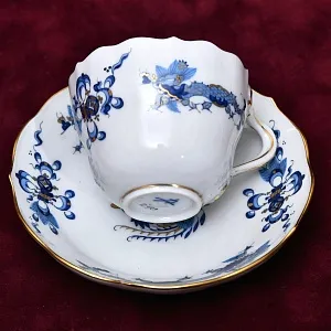 Классическая Фарфоровая Кофейная пара «Синий Дракон», MEISSEN Германия, первая половина ХХ века.