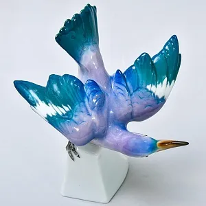 Антикварная Фарфоровая Статуэтка «Птица - Зимородок». Karl Ens Германия, первая половина ХХ века.