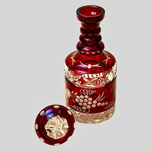 Графин и Четыре Стакана «Виноград» из Цветного Хрусталя DOROTHEENHUTTE Западная Германия 60гг.