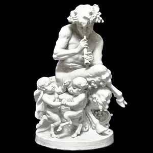 Антикварная Фарфоровая статуэтка «Фавн, играющий на флейте», Ernst Bohne Sohne Германия. 