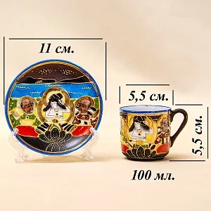 Антикварный Чайный фарфоровый сервиз в стиле Satsuma, Япония, FUTAJI, первая половина ХХ века.