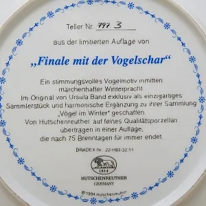 Большое Коллекционное Блюдо - Тарелка «Птицы зимой», Фарфор Hutschenreuther, Германия.