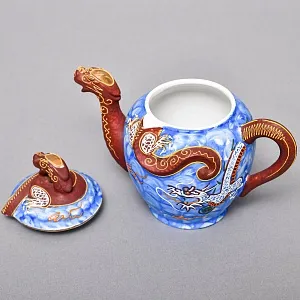 Чайный Сервиз на 6 персон «Небесные Драконы», Фарфор SATSUMA Япония, середина ХХ века.