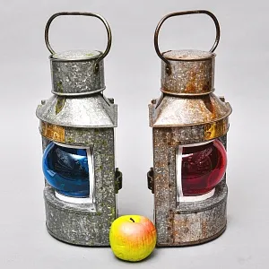 Винтажный Керосиновый Фонарь «Корабельная Сигнальная пара - Левый и Правый», СССР -1965 год.