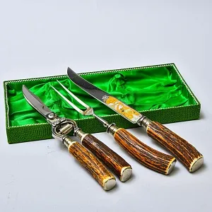 Винтажный Набор для Барбекю «Охота» - 3 предмета, DREIZACK SOLINGEN Германия, 50 -е годы ХХ века.