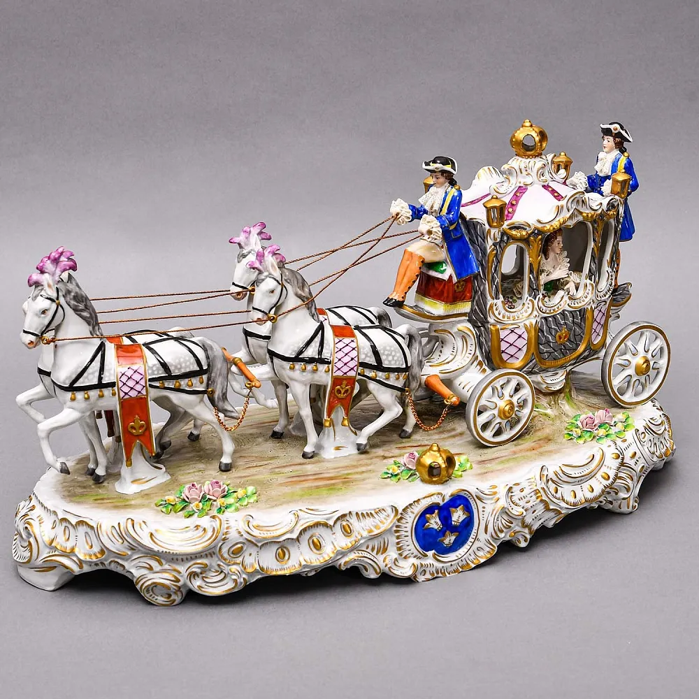 Редкость! Большая Фарфоровая статуэтка «КАРЕТА», SITZENDORF Германия, середина ХХ века.