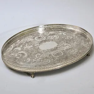 Винтажный Овальный Поднос с бортиком, Silverplated, SHEFFIELD Англия.