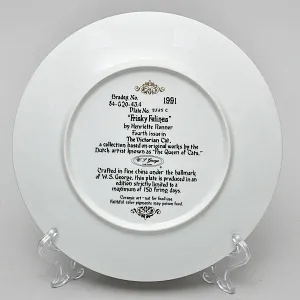 Коллекционная Фарфоровая тарелка «Кошка и котята - Резвые кошки», W.J.GEORGE США - 1991 год.