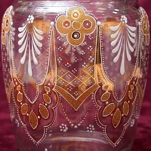 «Золотой узор» - Бисквитница - Сахарница - Баночка с крышкой, Стекло Англия 30-е годы ХХ века.