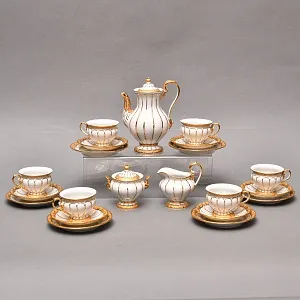 Редкость! Фарфоровый Кофейный сервиз на 6 персон - 21 предмет, Х форма MEISSEN, Германия.