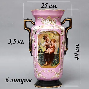 Редкость! Антикварные Парные Фарфоровые Вазы «Мгновения детства», Франция, конец XIX века. 