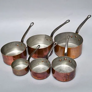 Винтажный Набор из 6-ти Ковшиков разных размеров, Медь, Франция, 60 -е годы ХХ века!