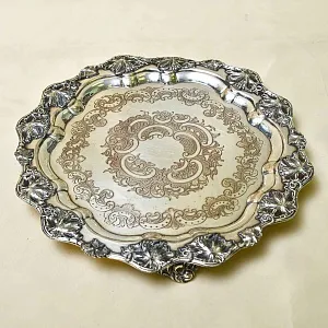 Антикварный Металлический Поднос на ножках, Silverplated, SHEFFIELD Англия.