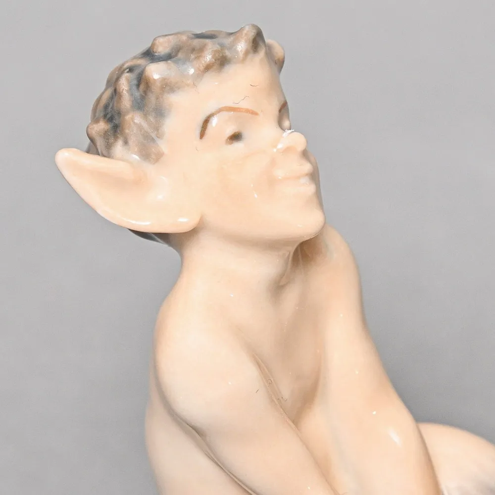 Коллекционная Фарфоровая статуэтка «Фавн на черепахе», Royal Copenhagen Дания - 1963 год. 