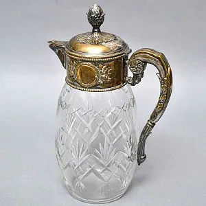 Старинный Антикварный Хрустальный Графин - Кувшин на 4 литра. Silverplate, Германия начало ХХ века.